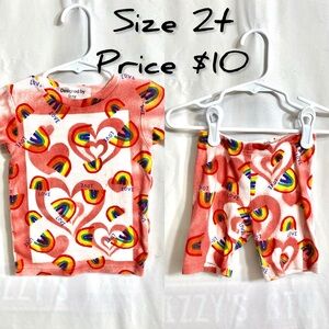 Rainbow Heart Toddler Upcycled Outfit